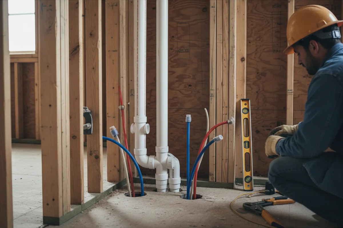 Drain and supply rough-in during Drain Cleaning in Bensalem