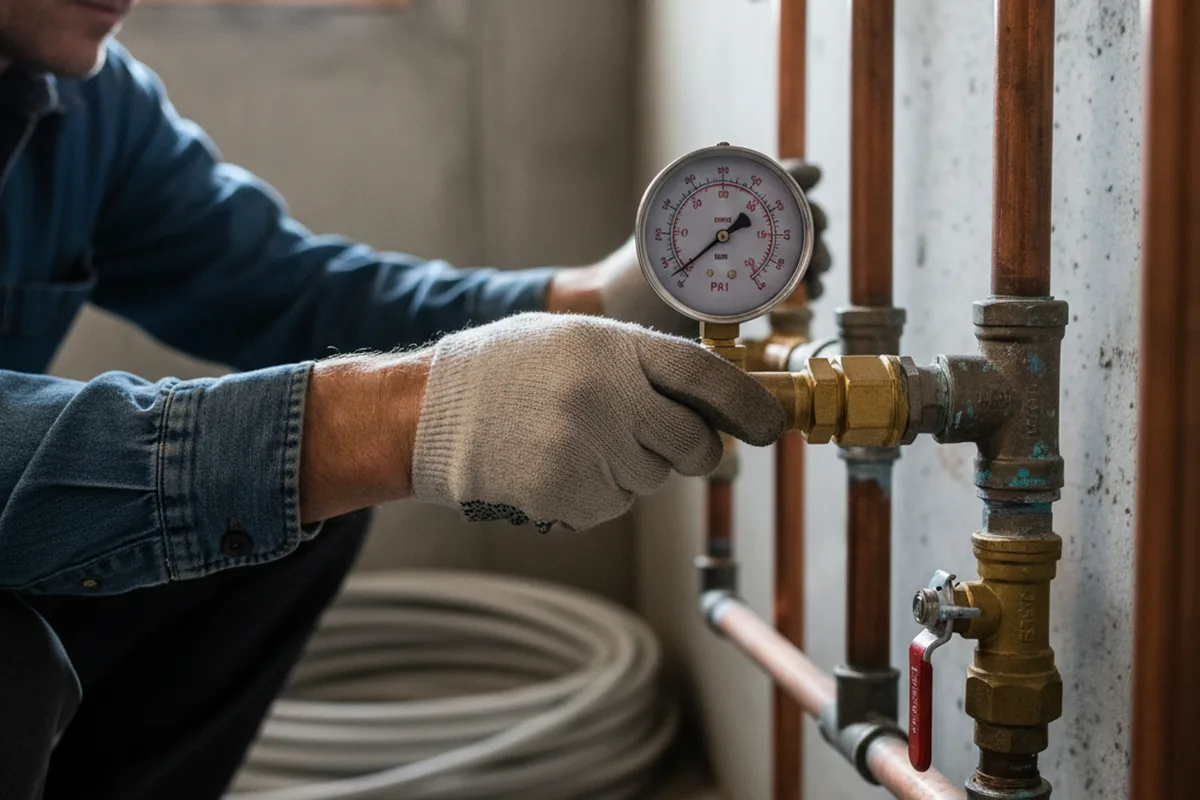 Pressure testing a repaired line during Water Line Repair in Bensalem